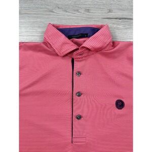 Greyson Shirt Mens L Pink Striped Sleeve Performance Stretch UV Golf UPF